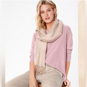 Garnet Hill Organic Linen Boxy V Neck Sweater Lilac Light SMALL Lagenlook